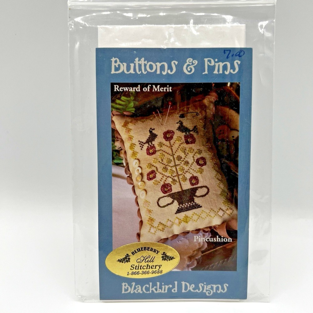 Blackbird‎ Designs Buttons & Pins Reward of Merit Cross Stitch Chart OOP NEW